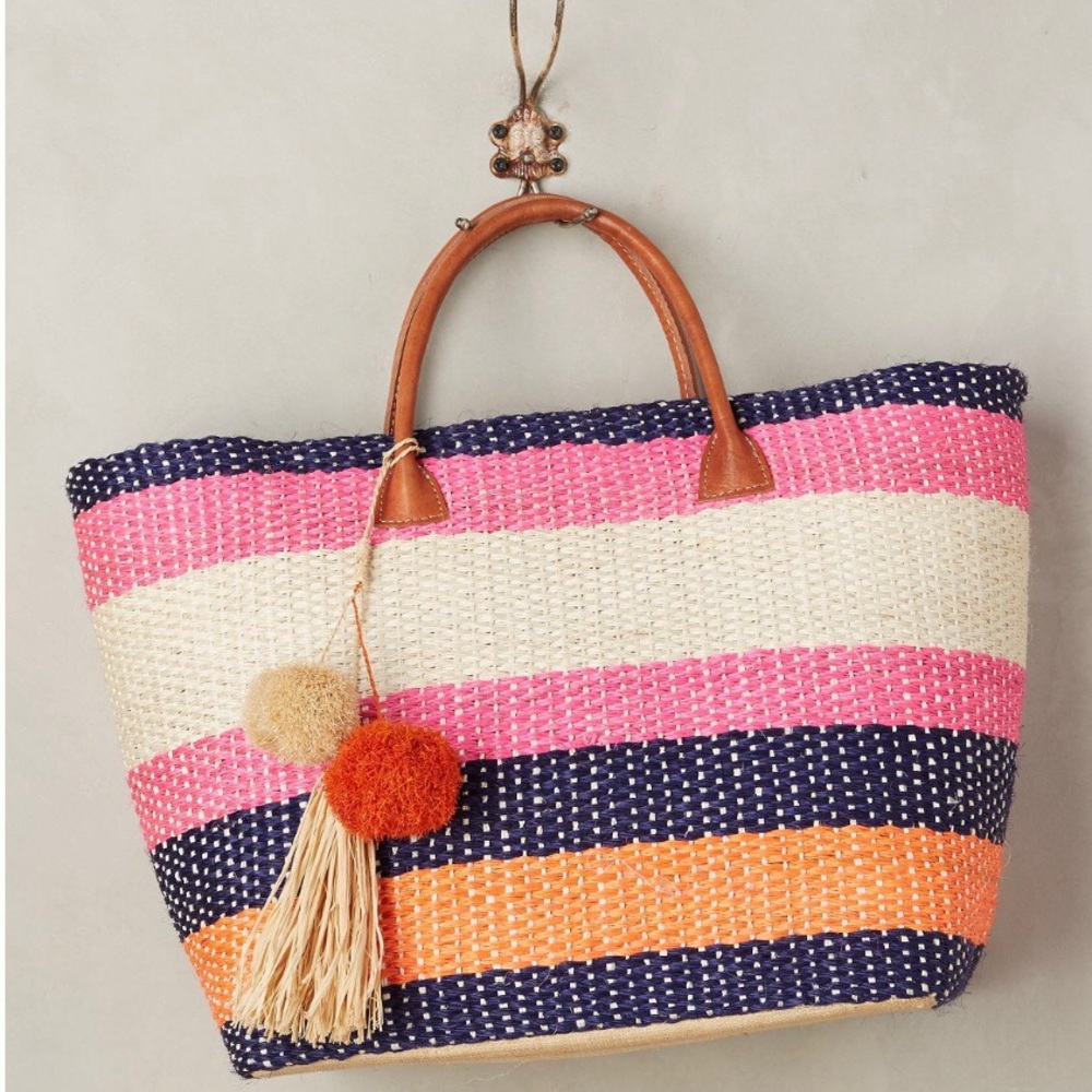 NWT! Anthropologie Pomaria Straw Tote